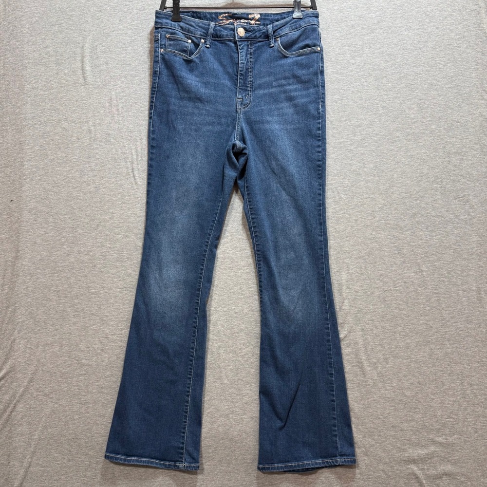 Seven7 Slim Flare Jeans Womens 12 Blue High Rise Stretch Denim Western Retro